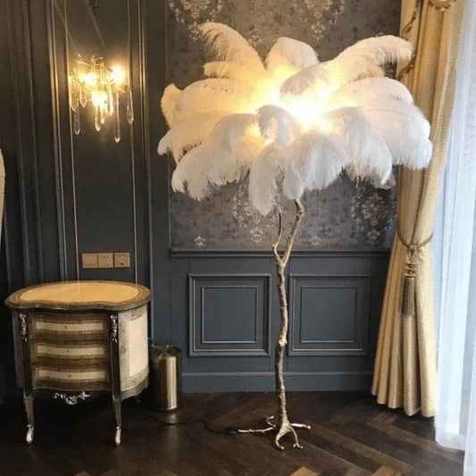 💥Buy 1 Get 1 Free💥 Ostrich Feather Brass Floor Lamp