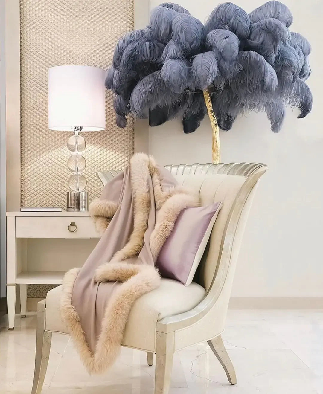 💥Buy 1 Get 1 Free💥 Ostrich Feather Brass Floor Lamp