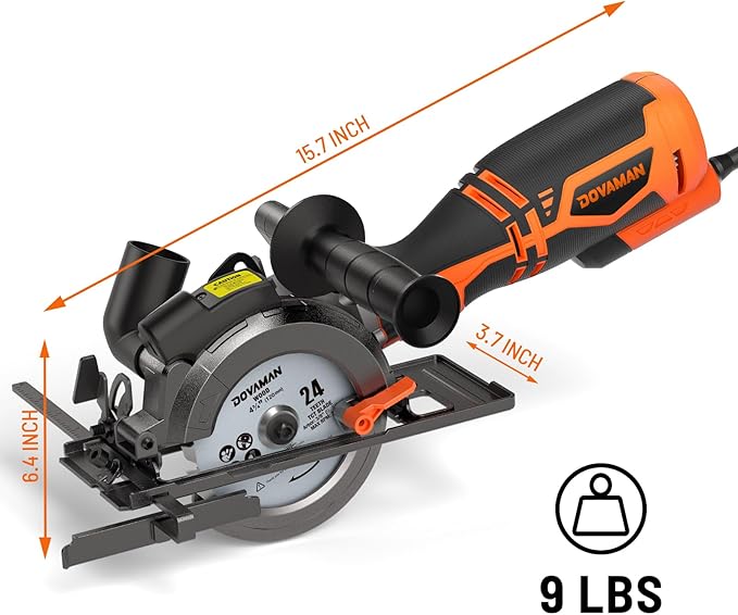 Circular Saw, 5.8A 4-1/2" Compact Circular Saw w/Contractor Bag, Laser Guide, Metal Auxiliary Handle, Multi-Material Cuts w/ 6 Saw Blades